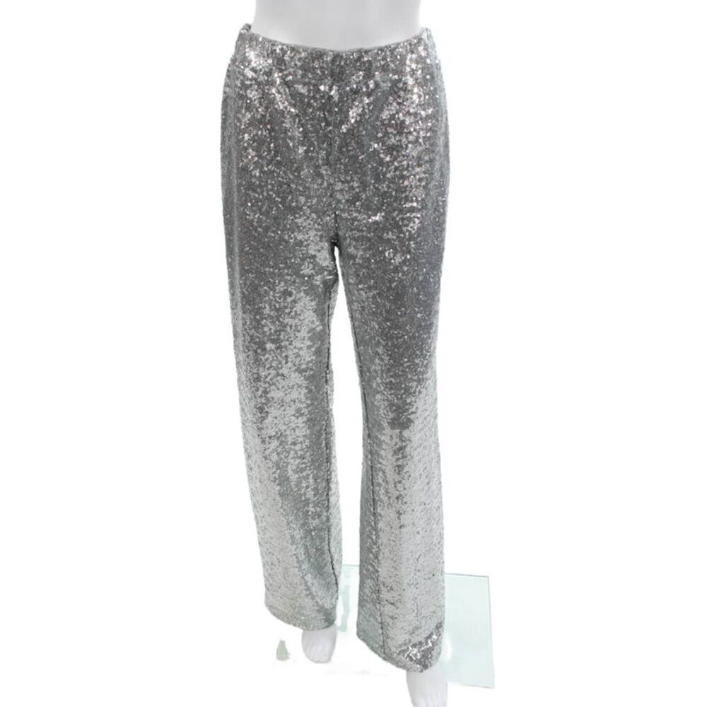 Reserved Womens Gray 80s Fall Pants 95% Polyester 5% Elastane Size M